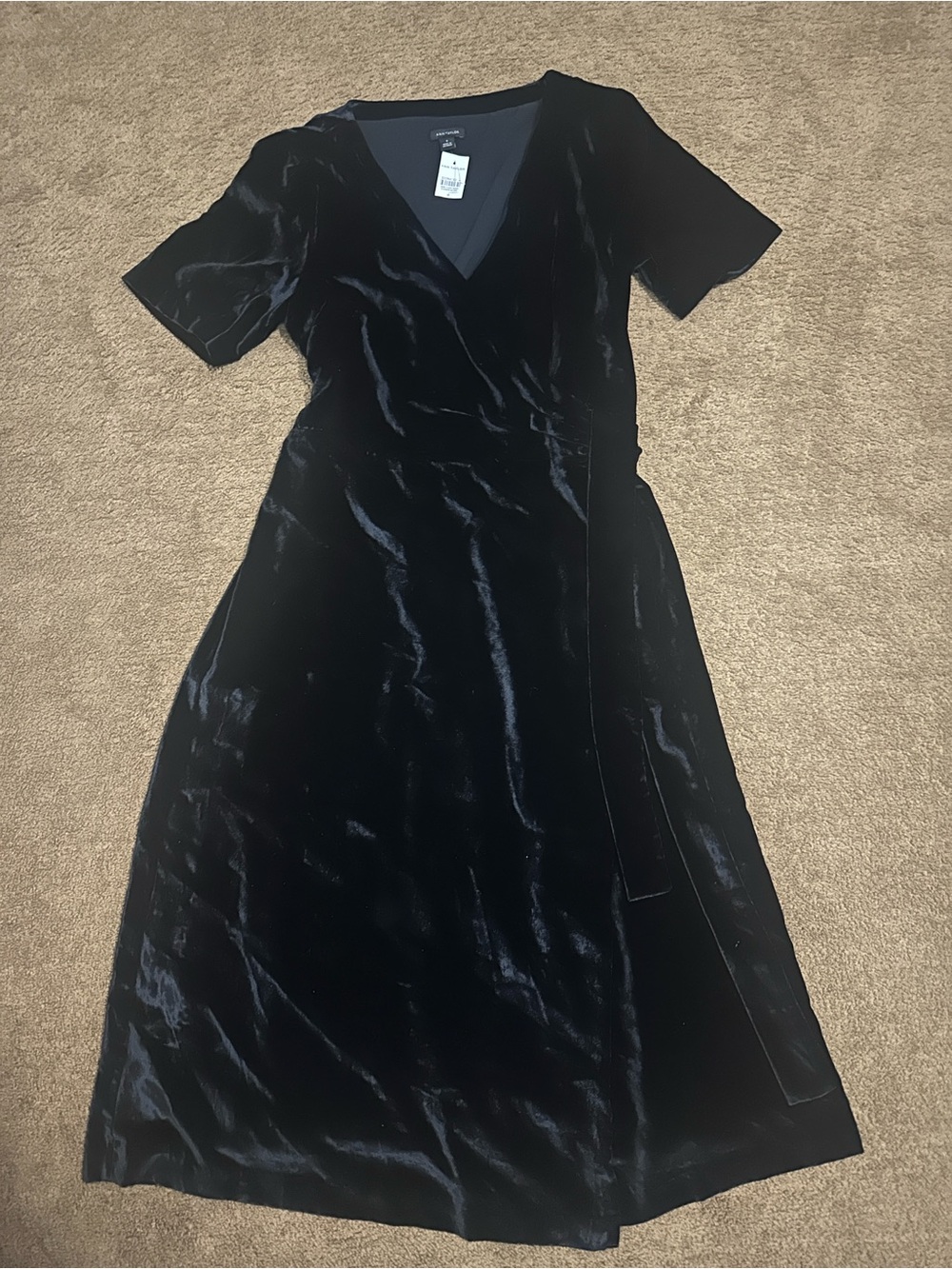 Ann Taylor Black Velvet Wrap Maxi Dress